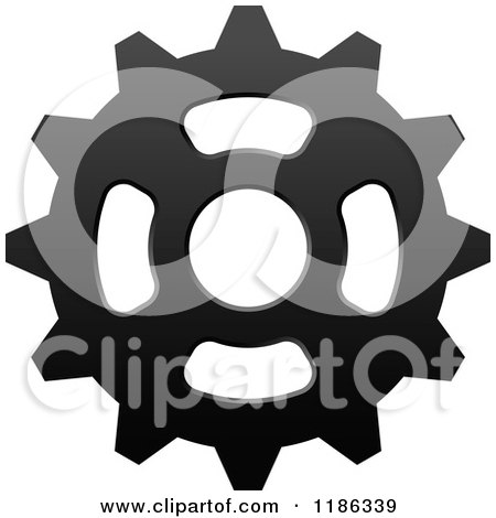 Clipart of a Black and White Gear Cog Wheel 4 - Royalty Free Vector Illustration by Vector Tradition SM