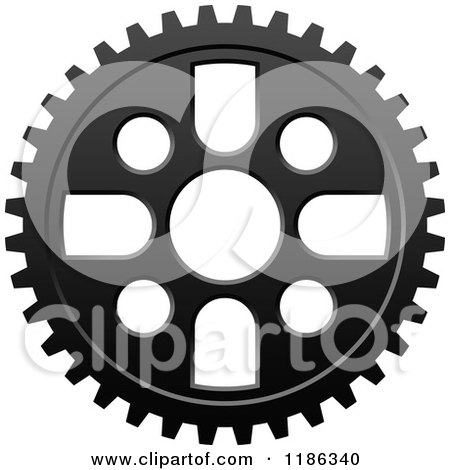 Clipart of a Black and White Gear Cog Wheel 5 - Royalty Free Vector Illustration by Vector Tradition SM