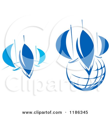 Clipart of Abstract Blue Regatta Sailboats - Royalty Free Vector Illustration by Vector Tradition SM