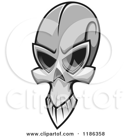 Clipart of a Creepy Grayscale Skull - Royalty Free Vector Illustration by Vector Tradition SM