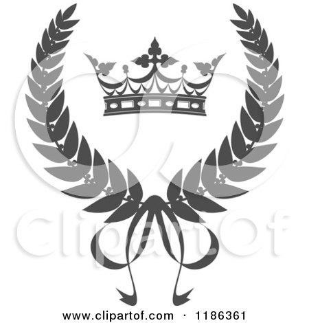 Clipart of a Gray Laurel Wreath Crown and Bow - Royalty Free Vector Illustration by Vector Tradition SM