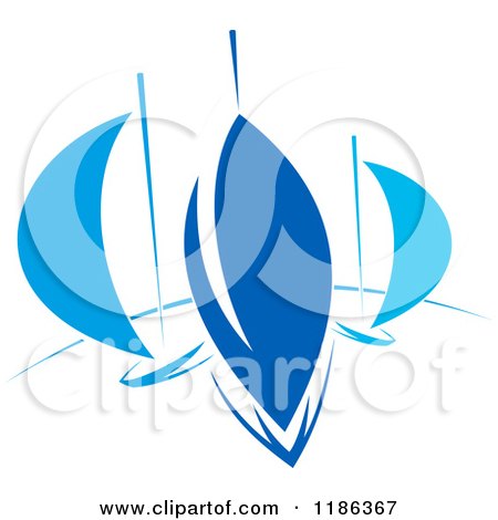 Clipart of Abstract Blue Sailboats - Royalty Free Vector Illustration by Vector Tradition SM