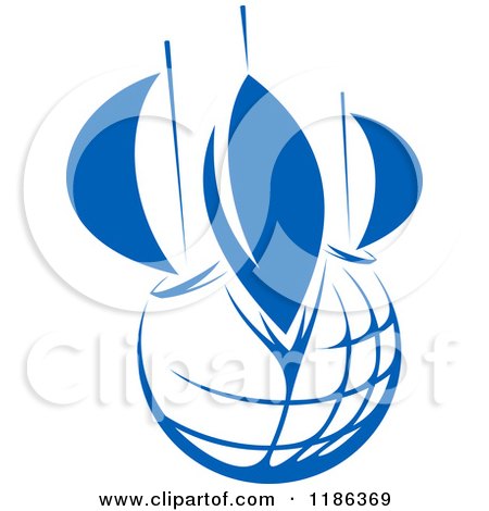 Clipart of Abstract Blue Sailboats on a Globe - Royalty Free Vector Illustration by Vector Tradition SM