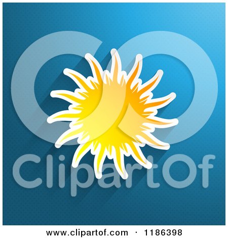 Clipart of a Raised Sun with Shadows over Textured Blue - Royalty Free Vector Illustration by KJ Pargeter