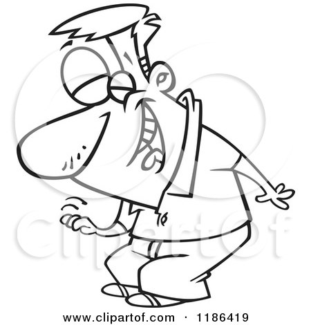 Cartoon of a Black And White Man Laughing and Slapping His Knee - Royalty Free Vector Clipart by toonaday