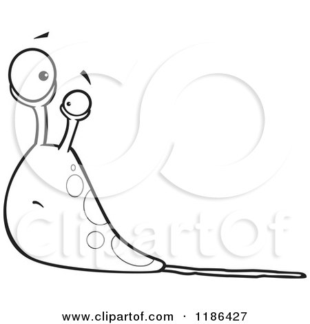 Cartoon of a Black And White Confused Slug with Slime - Royalty Free Vector Clipart by toonaday