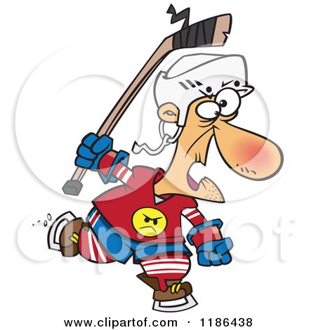 Cartoon of an Old Hockey Geezer Man - Royalty Free Vector Clipart by toonaday