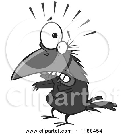Cartoon of a Scared Crow Biting His Nails - Royalty Free Vector Clipart by toonaday