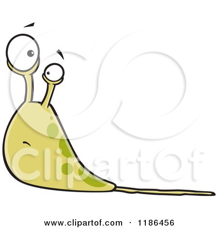 Cartoon of a Confused Green Slug with Slime - Royalty Free Vector Clipart by toonaday