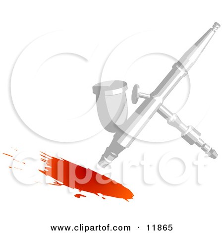 Airbrush Spraying Red Paint Clipart Picture by AtStockIllustration
