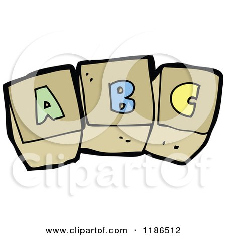 Cartoon of Blocks Spelling ABC - Royalty Free Vector Illustration by lineartestpilot
