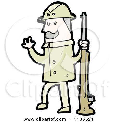 Cartoon of a Big Game Hunter - Royalty Free Vector Illustration by lineartestpilot
