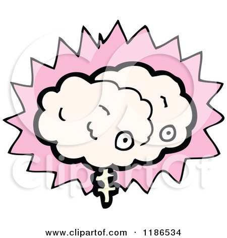 Cartoon of a Pink Brain in a Speaking Bubble - Royalty Free Vector Illustration by lineartestpilot