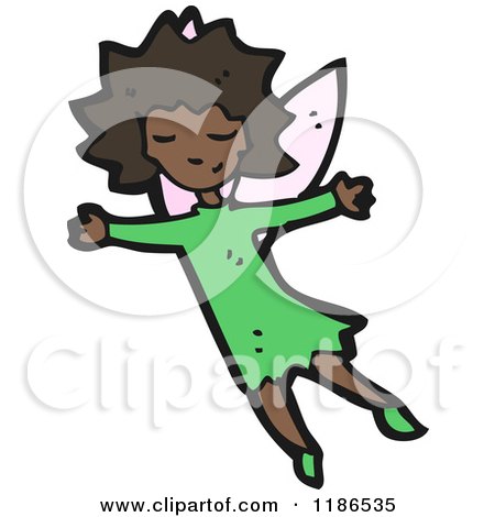 Cartoon of an African American Fairy - Royalty Free Vector Illustration by lineartestpilot