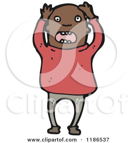 Cartoon of an Angry Black Man - Royalty Free Vector Illustration by lineartestpilot