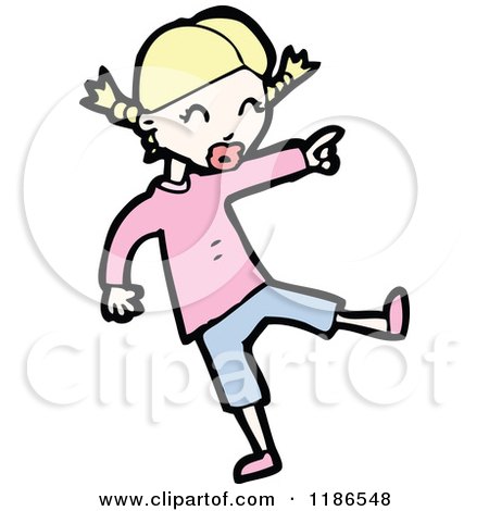 Cartoon of a Girl with Pigtails - Royalty Free Vector Illustration by lineartestpilot