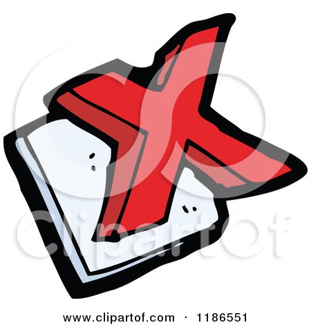Cartoon of a Red X - Royalty Free Vector Illustration by lineartestpilot