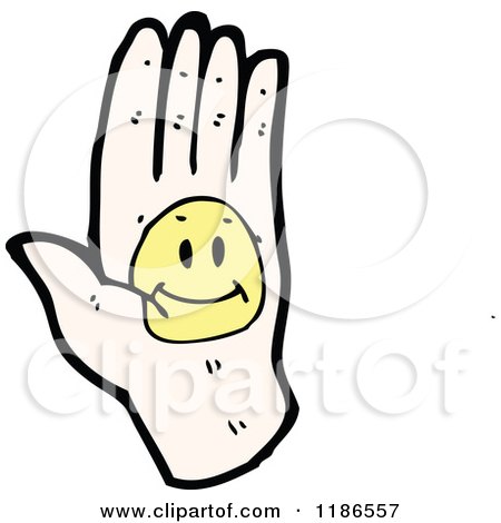Cartoon of a Hand with a Smiley Face - Royalty Free Vector Illustration by lineartestpilot