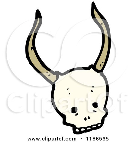 Cartoon of a Skull with Horns - Royalty Free Vector Illustration by lineartestpilot