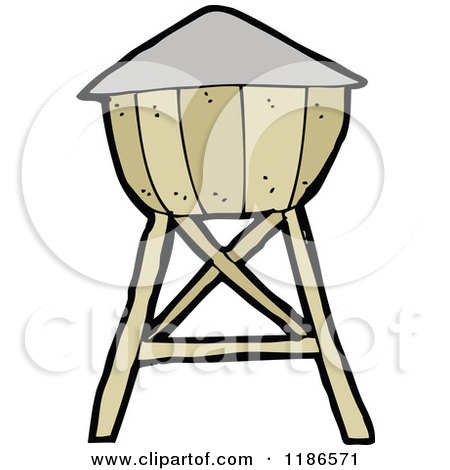 Cartoon of a Water Tower - Royalty Free Vector Illustration by lineartestpilot
