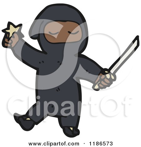 Cartoon of a Child in a Ninja Costume - Royalty Free Vector Illustration by lineartestpilot