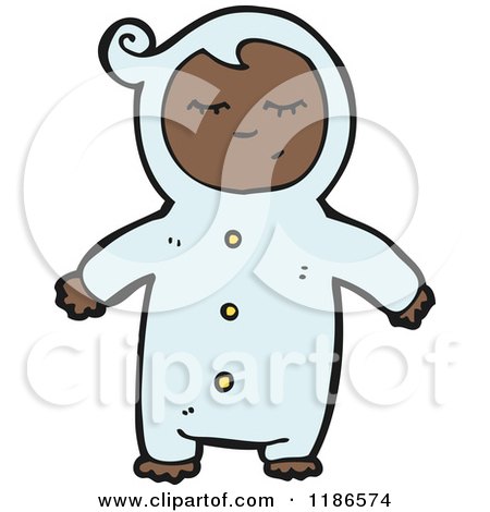 Cartoon of a Toddler in Pajamas - Royalty Free Vector Illustration by lineartestpilot