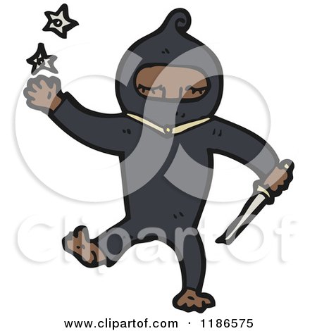Cartoon of a Child in a Ninja Cstume - Royalty Free Vector Illustration by lineartestpilot