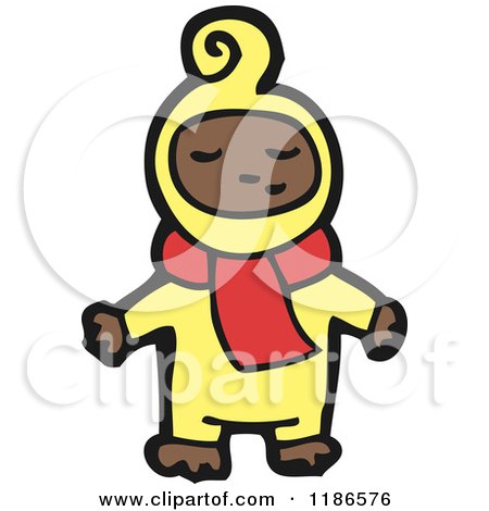 Cartoon of a Child Wearing Pajamas and a Scarf - Royalty Free Vector Illustration by lineartestpilot