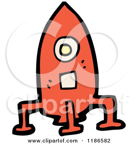 Cartoon of Red Rocketship - Royalty Free Vector Illustration by lineartestpilot