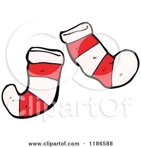 Cartoon of a Pair of Striped Socks - Royalty Free Vector Illustration by lineartestpilot