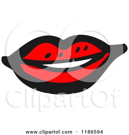 Cartoon of Red Lips - Royalty Free Vector Illustration by lineartestpilot