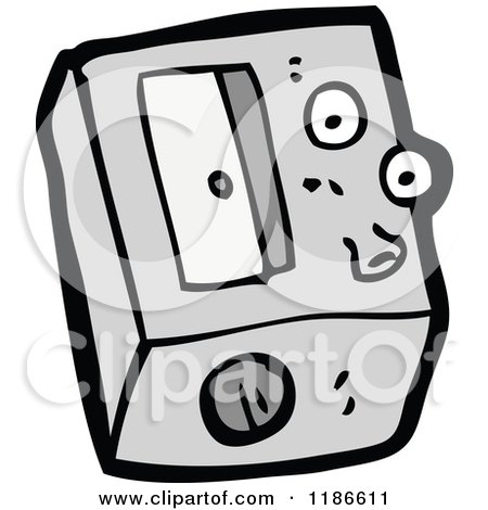 Cartoon of a Pencil Sharpener with a Face - Royalty Free Vector Illustration by lineartestpilot