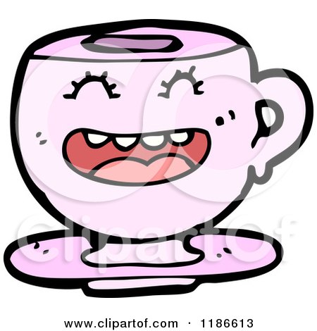 Cartoon of a Teacup with Face - Royalty Free Vector Illustration by lineartestpilot