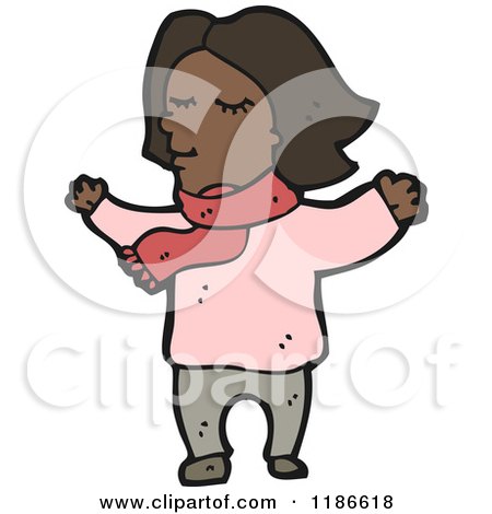 Cartoon of an African American Girl - Royalty Free Vector Illustration by lineartestpilot