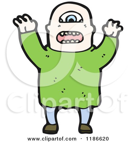 Cartoon of a One-Eyed Monster - Royalty Free Vector Illustration by lineartestpilot