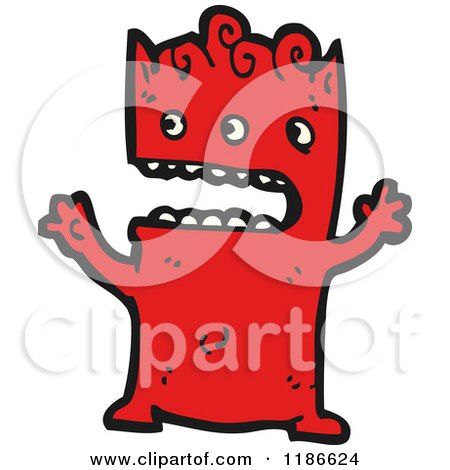 Cartoon of a Red Monster - Royalty Free Vector Illustration by lineartestpilot