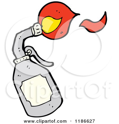 Cartoon of a Flame Thrower - Royalty Free Vector Illustration by lineartestpilot