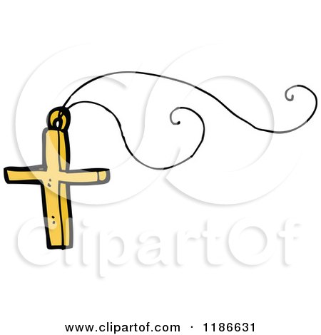 Cartoon of a Gold Christian Cross Necklace - Royalty Free Vector Illustration by lineartestpilot