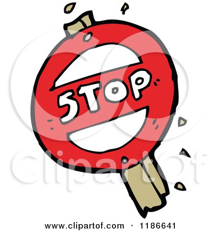 Cartoon of a Stop Sign - Royalty Free Vector Illustration by lineartestpilot