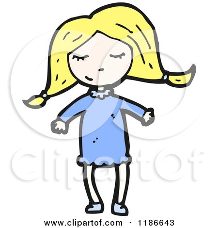Cartoon of a Blonde Girl - Royalty Free Vector Illustration by lineartestpilot