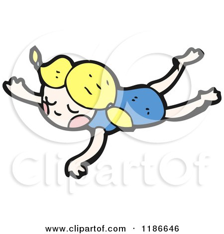 Cartoon of a Blonde Girl Flying - Royalty Free Vector Illustration by lineartestpilot