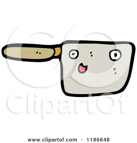 Cartoon of a Pan with a Face - Royalty Free Vector Illustration by lineartestpilot