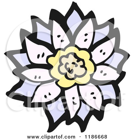 Cartoon of a Blue Flower - Royalty Free Vector Illustration by lineartestpilot