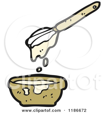 Cartoon of a Bowl of Food with a Wire Wisk - Royalty Free Vector Illustration by lineartestpilot