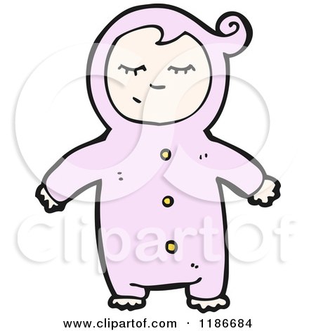 Cartoon of a Toddler in Pajamas - Royalty Free Vector Illustration by lineartestpilot