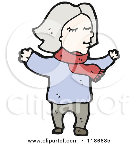 Cartoon of a Woman with Gray Hair - Royalty Free Vector Illustration by lineartestpilot