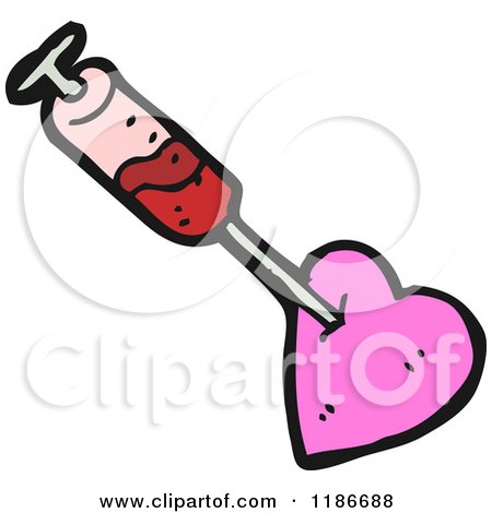 Cartoon of a Syringe in a Heart - Royalty Free Vector Illustration by lineartestpilot