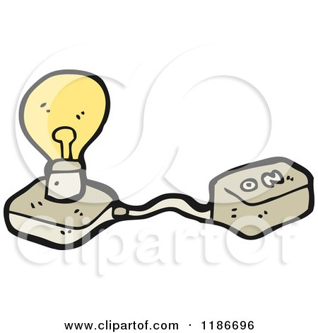 Cartoon of a Lightbulb with an on off Switch - Royalty Free Vector Illustration by lineartestpilot