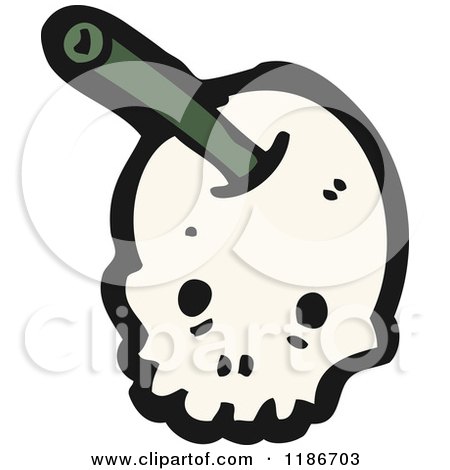 Cartoon of a Stabbed Skull - Royalty Free Vector Illustration by lineartestpilot