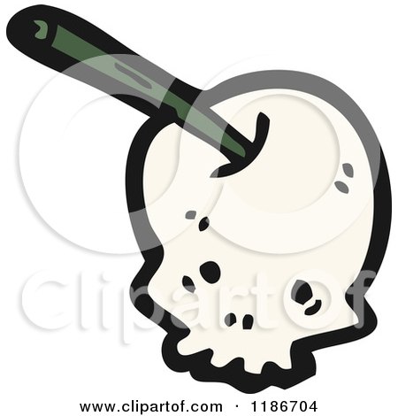 Cartoon of a Stabbed Skull - Royalty Free Vector Illustration by lineartestpilot